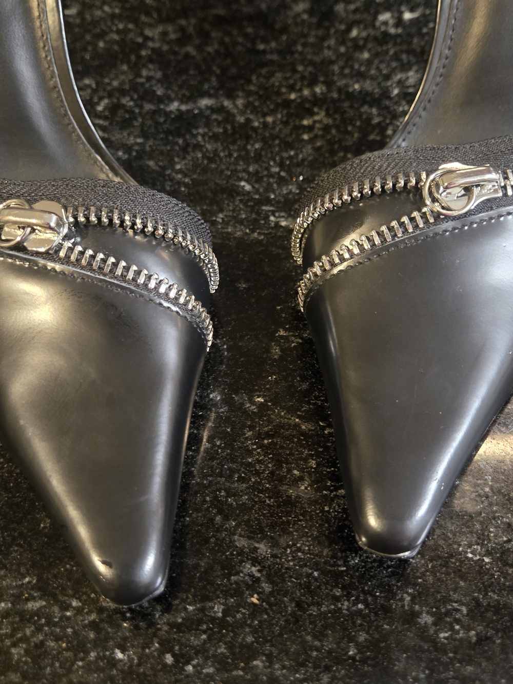 Steve Madden Black Pointed Zip-Trim Slingback Pumps - Picture 2 of 6